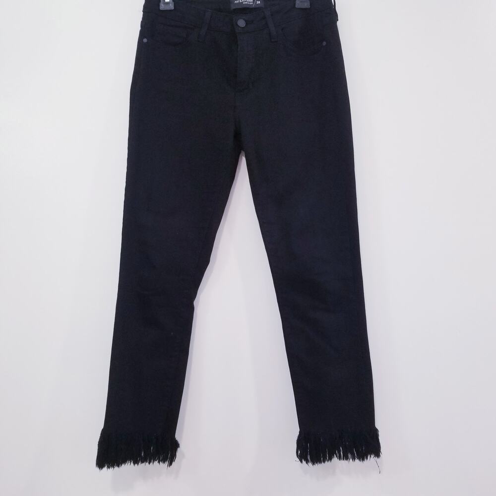 Just Black Denim Mid Rise Cropped Jeans Fringe Hem